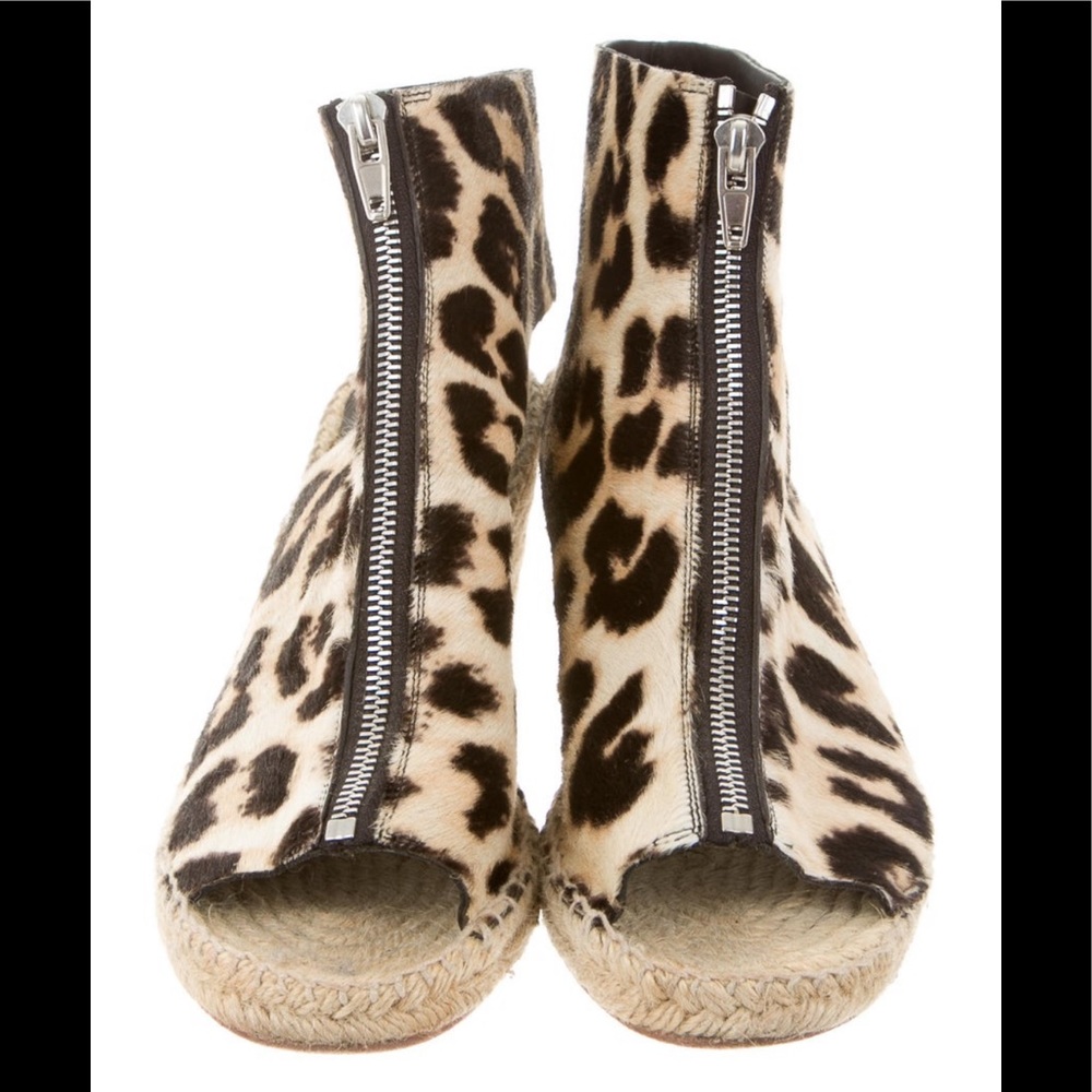 Celine Ponyhair Espadrille Wedges Leopard Animal Print High Top Celine Size 10